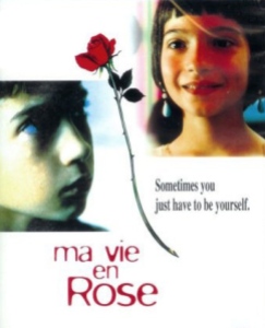 Filmaffisch från den franska Ma Vie En Rose, om en pojke som vill vara en flicka.